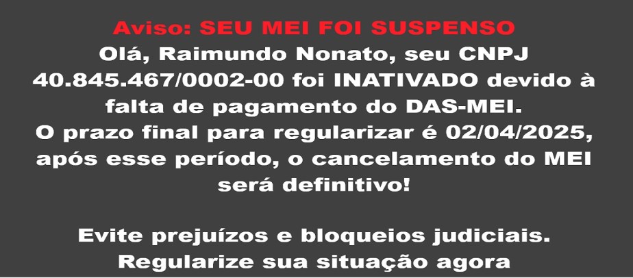 MEI fique esperto, vão querer dar o golpe em você....de novo