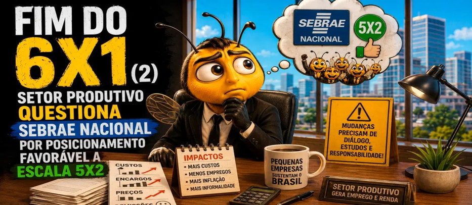 Fim do 6x1 (2): setor produtivo questiona Sebrae Nacional por posicionamento favorável a escala 5x2